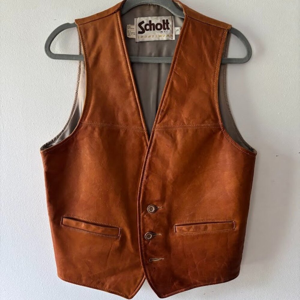 Vintage leather vest from Schott N.Y.C. Sportswear, New York City.